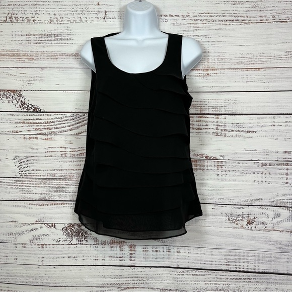 Coldwater Creek Tops - Coldwater Creek Black Tier Ruffle Sleeveless Blouse